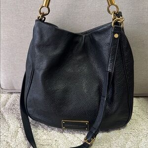 Marc by Marc Jacobs Hobo Pebbled Leather Black Shoulder Bag Gold Hardware Rare